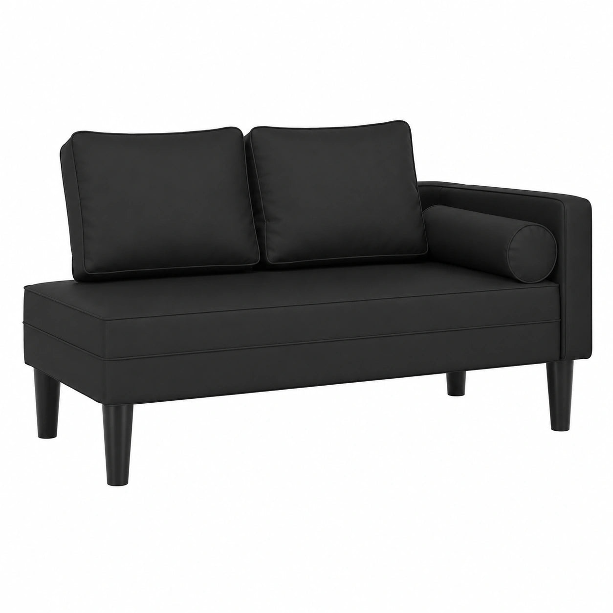 Sofa – gepolstert, aus Kunstleder, Schwarz, für Wohnzimmer, Schlafzimmer und Büro