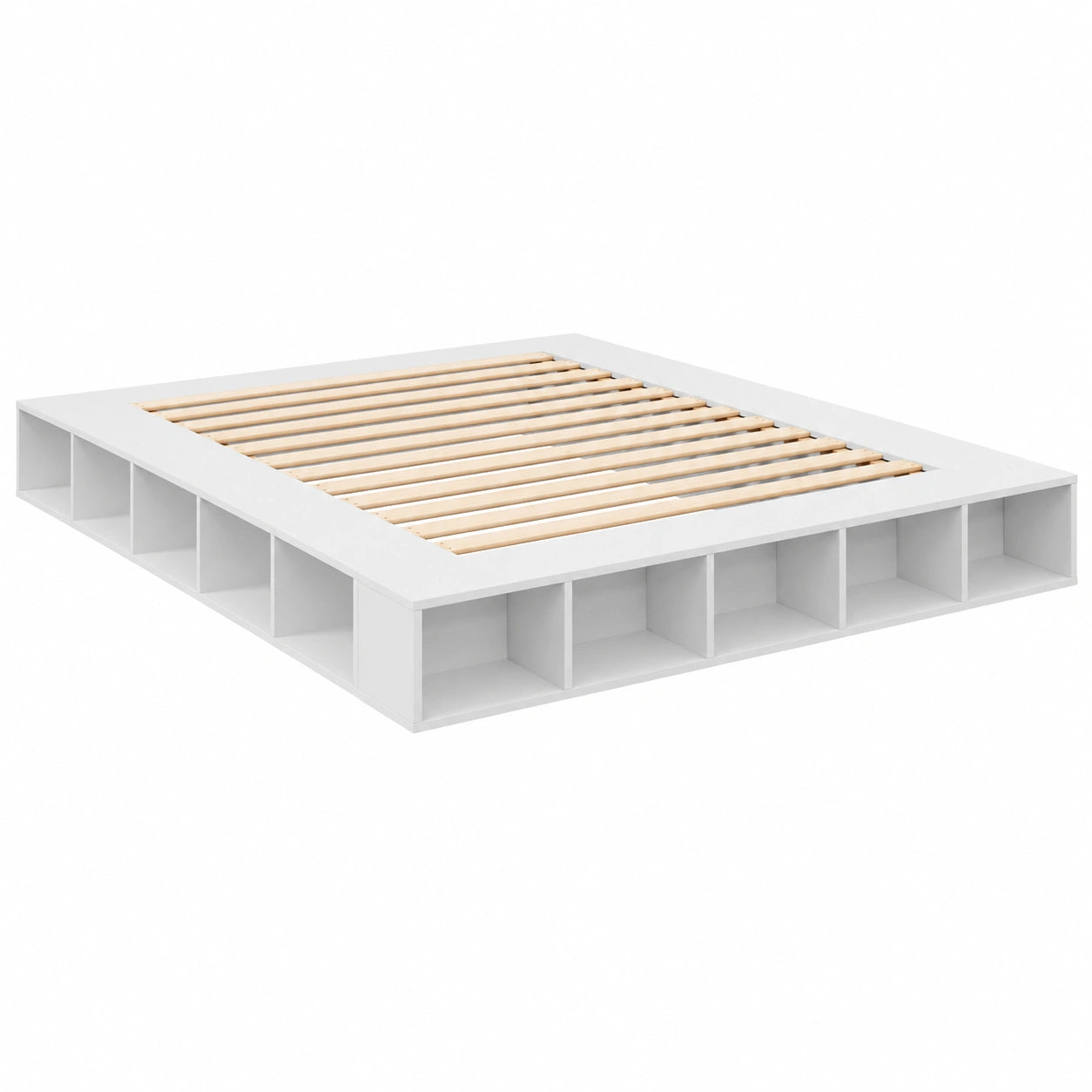 Bettgestell – 140 × 200 cm, mit Stauraum, mit Lattenrost, aus Holzwerkstoff, für Schlafzimmer