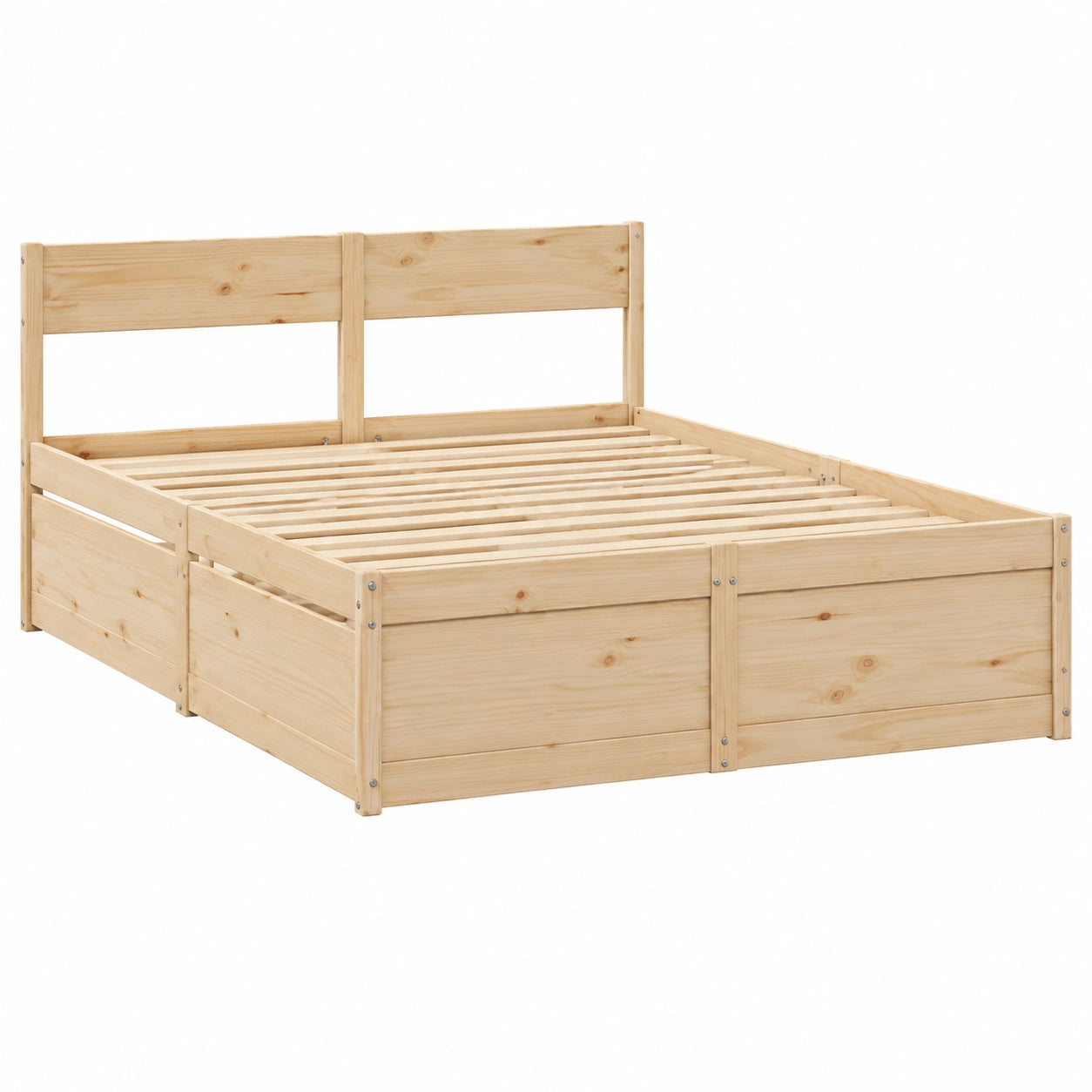 Massivholzbett – aus Massivholz, 160 × 200 cm, mit Schubladen, mit Lattenrost, aus Kiefernholz, für Schlafzimmer