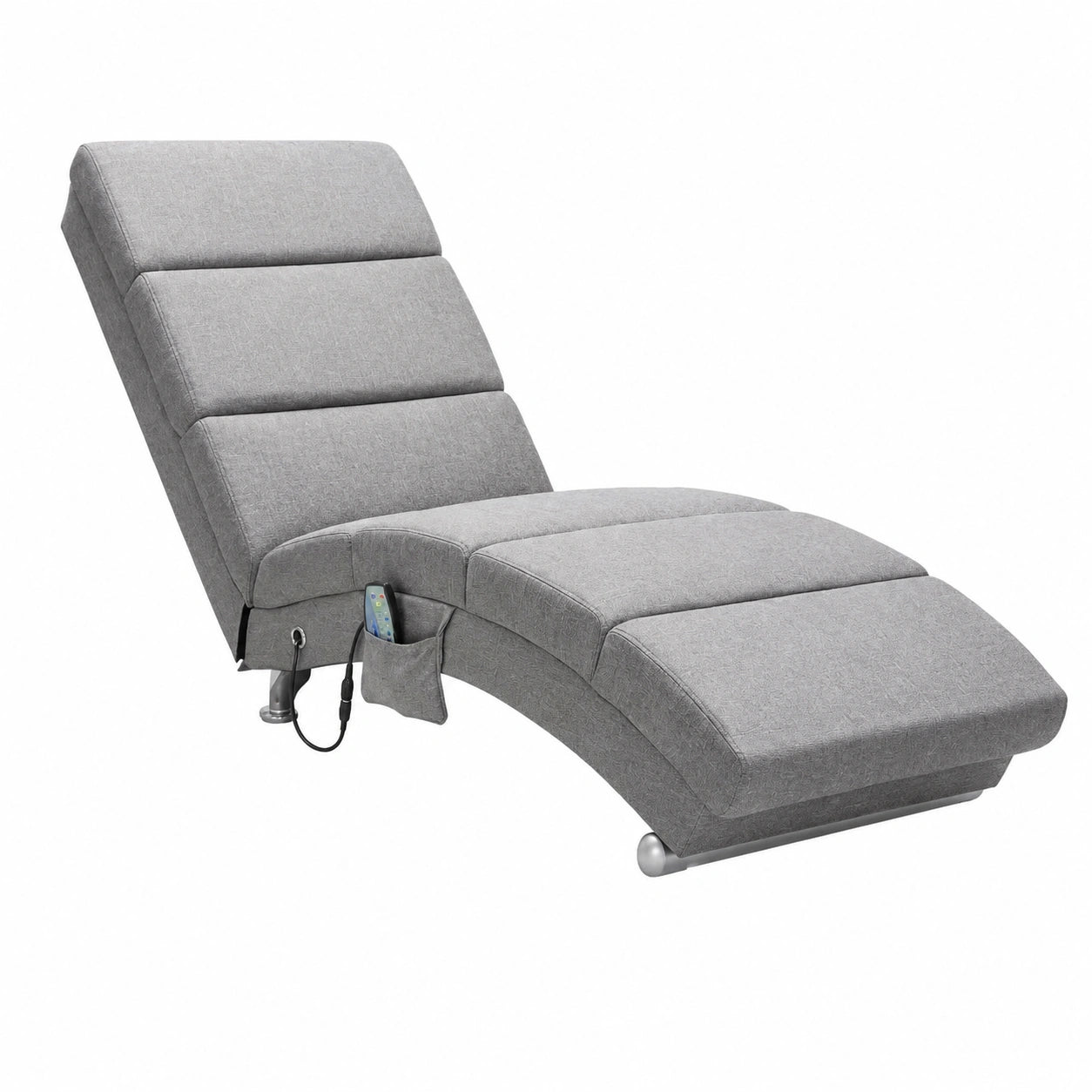 Relaxliege – 186 × 89 × 55 cm, gepolstert, aus Stoff, Grau, für Wohnzimmer