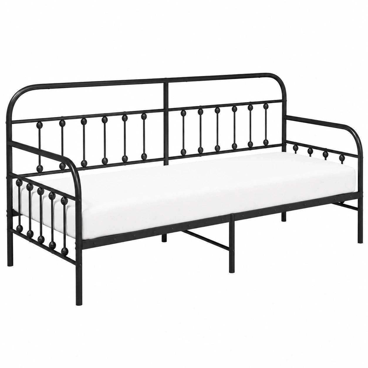 Tagesbett – 90 × 200 cm, moderner Stil, rechteckige Form, aus Stahl, Schwarz