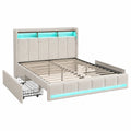 Bett – 180 × 200 cm, gepolstert, mit Stauraum, mit LED-Beleuchtung, mit Bettkasten