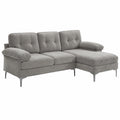 Ecksofa – 3-Sitzer, 210 cm, gepolstert, Grau, für Wohnzimmer