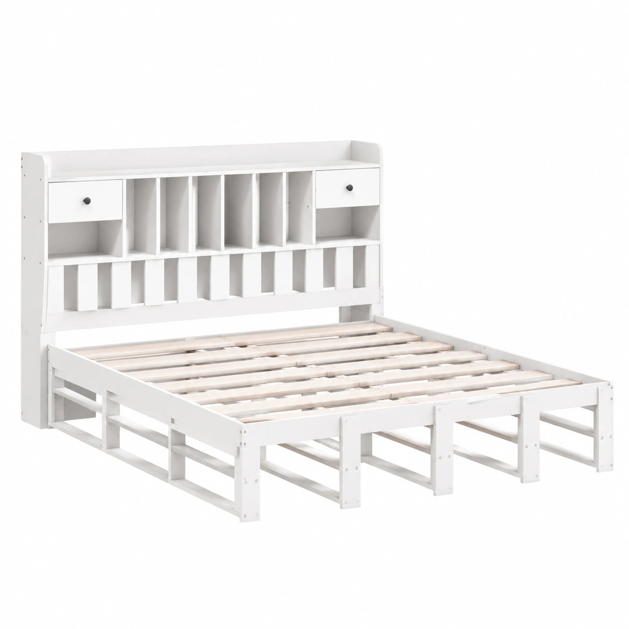 Massivholzbett – aus Massivholz, 140 × 200 cm, aus Kiefernholz, für Schlafzimmer