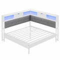 Bett – 90 × 200 cm, gepolstert, mit LED-Beleuchtung, mit Lattenrost, aus Metall
