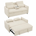 Schlafsofa – 2-Sitzer, 141 × 180 cm, ausziehbar, mit Rückenlehne, mit Schlaffunktion, Beige, für Wohnzimmer