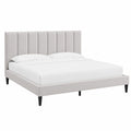 Bett – 140 × 200 cm, gepolstert, mit Lattenrost, Beige