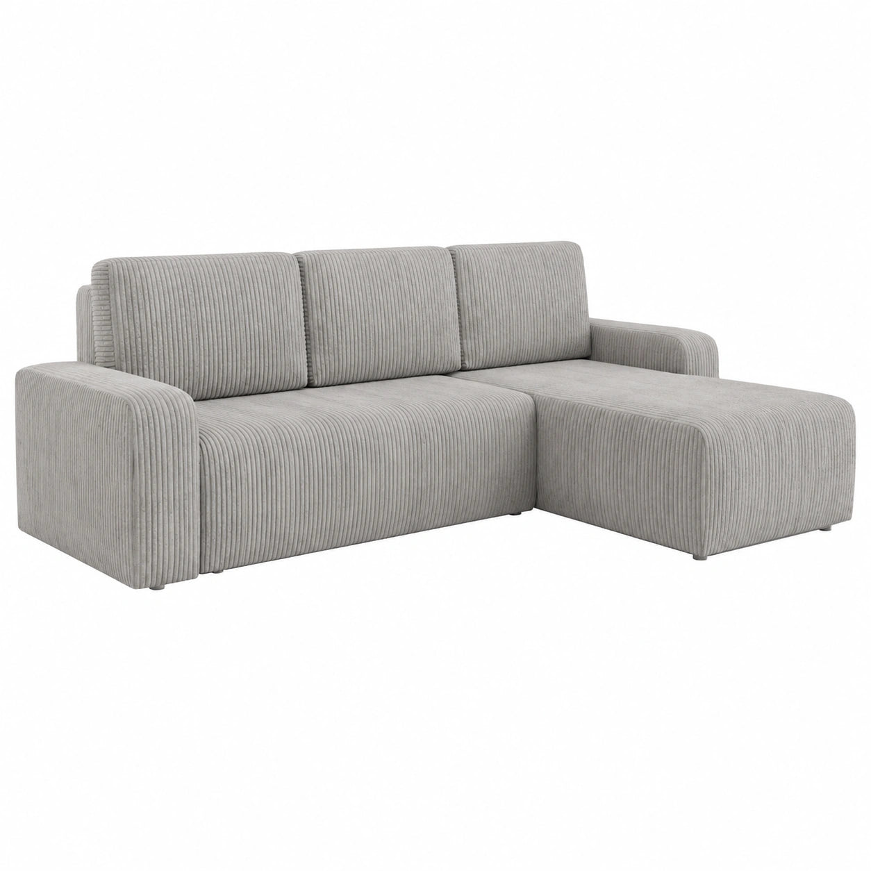 Ecksofa – gepolstert, mit Bettkasten, mit Schlaffunktion, aus Stoff, Grau