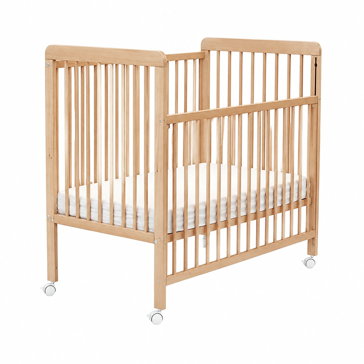 Babybett – mit Rollen, aus Buchenholz und Holz