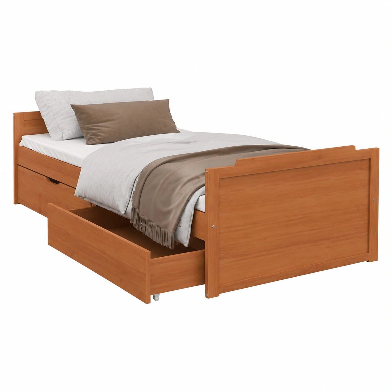 Holzbett – 90 × 200 cm, mit Stauraum, mit Schubladen, mit Bettkasten