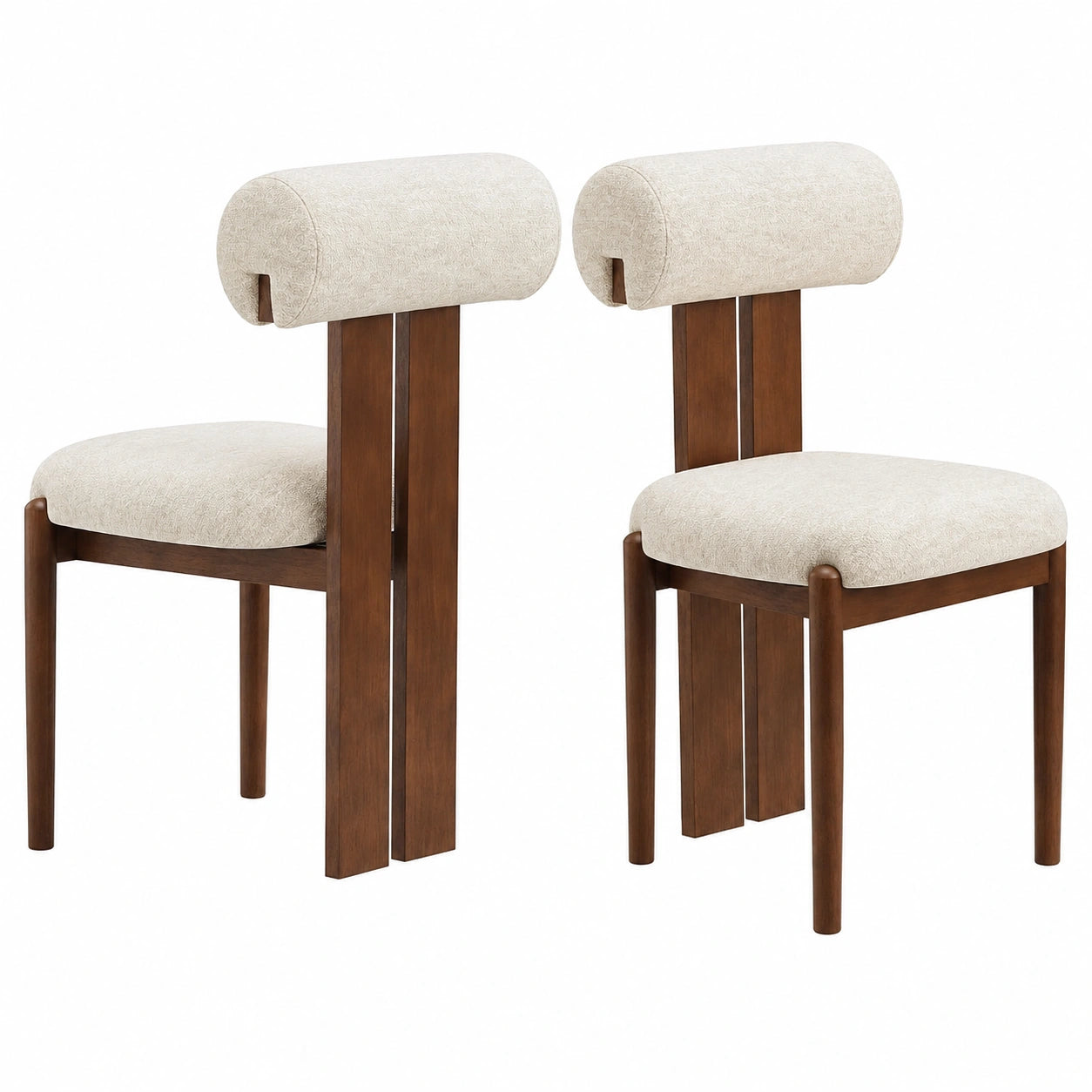 Esszimmerstühle – 2er-Set, moderner Stil, gepolstert, mit Rückenlehne, aus Stoff, Beige, für Esszimmer und Küche