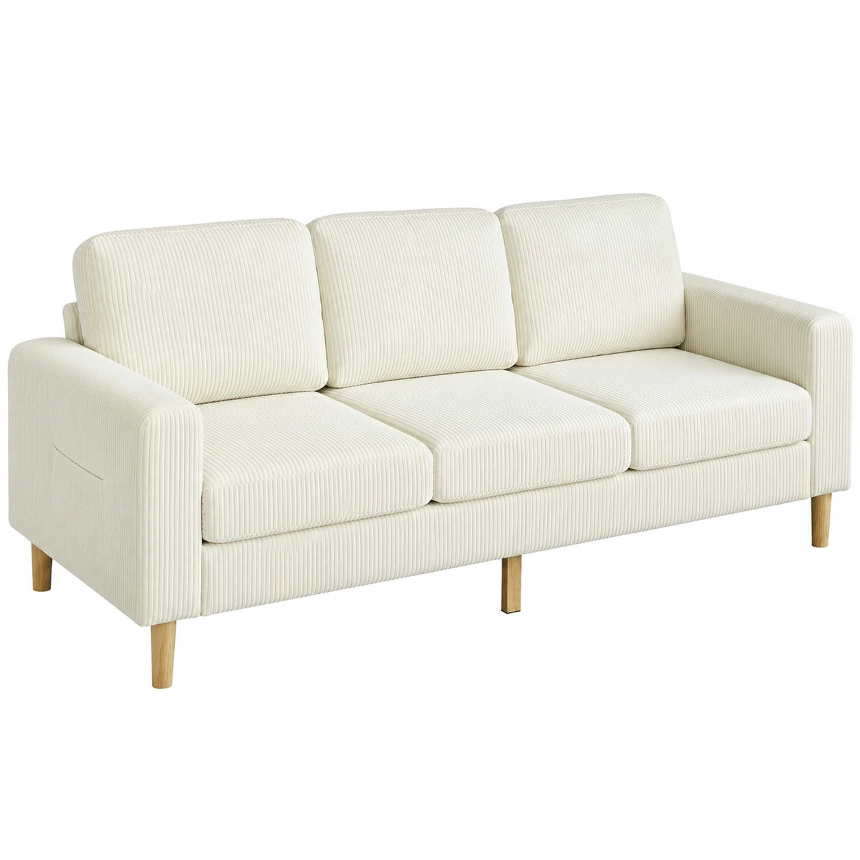 Sofa – 3-Sitzer, 192 cm, moderner Stil, gepolstert, Beige, für Wohnzimmer, Schlafzimmer und Büro